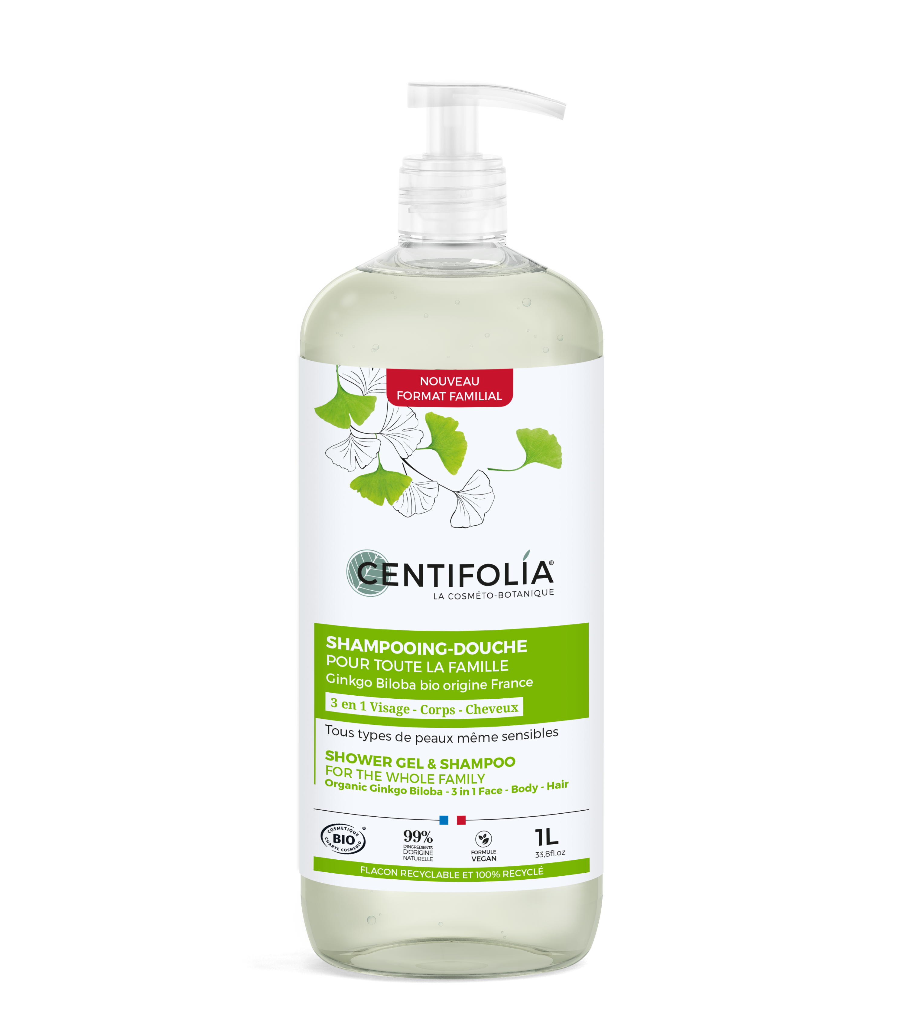 有機銀杏極潤柔敏三合一洗髮潔膚露 1L